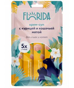 Крем-суп для котят и кошек для повышения аппетита и интереса к корму с курицей и кошачьей мятой, 75г