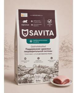 Savita Preventive Line Gastrointestinal Сухой корм для взрослых кошек с уткой Поддержание здоровья пищеварительной системы, 0.4кг