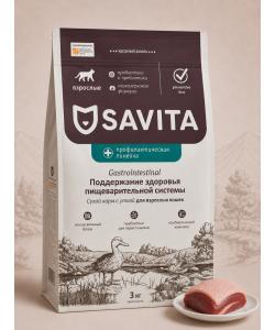 Savita Preventive Line Gastrointestinal Сухой корм для взрослых кошек с уткой Поддержание здоровья пищеварительной системы, 3кг