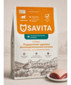 Savita Preventive Line Urinary Сухой корм для взрослых кошек с уткой Поддержание здоровья мочевыделительной системы, 0.4кг