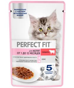 Пауч для котят от 1 до 12 месяцев, с говядиной в соусе, 75г