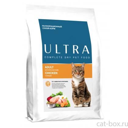 Полнорационный сухой корм для взроcлых кошек с курицей, 10кг-0