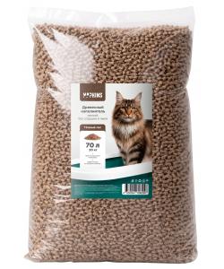 Древесный впитывающий наполнитель для кошачьего туалета лесной, 100% натуральный, premium black, без пыли 70л, 20кг