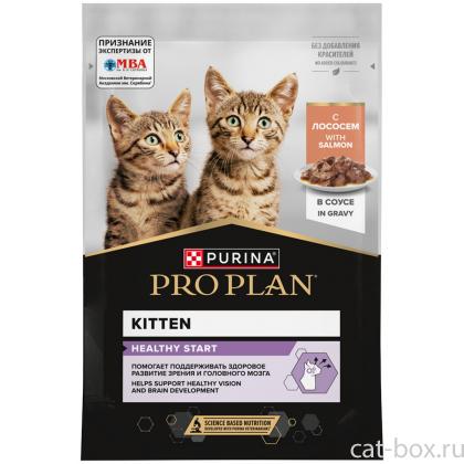 Паучи для котят, беременных и кормящих кошек лосось в соусе, HEALTHY START, 85г-0