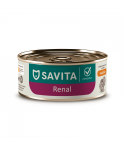 SAVITA prof консервы Renal для кошек поддержание здоровья почек с индейкой. Ветеринарный, диетический, 100г