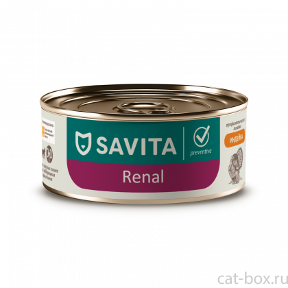 SAVITA prof консервы Renal для кошек поддержание здоровья почек с индейкой. Ветеринарный, диетический, 100г-0
