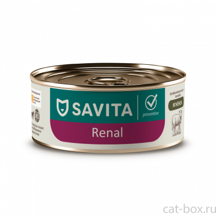 SAVITA prof консервы Renal для кошек поддержание здоровья почек с ягненком. Ветеринарный, диетический, 100г-0
