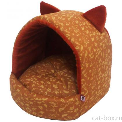 Дом Эстрада с ушками бязь+плюш, Оранжевый,35*31*31 см  -0