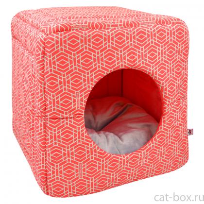 Дом куб-трансформер "Геометрия", коралловый, 42*42*40 см -0