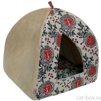 Дом Вигвам лен + мебельная ткань (бежевый), 38*38*40 см -0