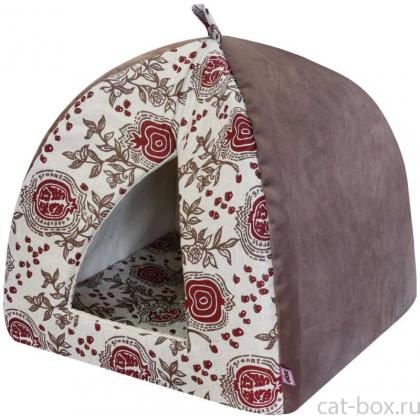 Дом Вигвам лен + мебельная ткань (коричневый), 38*38*40 см -0