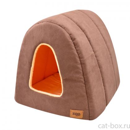 Дом туннель "Classic" с плюшем, коричневый, 40*34*34 см -0