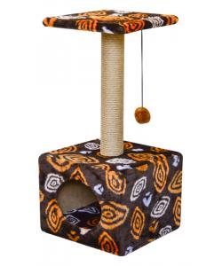 Комплекс "Куб малый с полкой" из меха, с рисунком "FANTASY" коричневый, 34х34х72 см