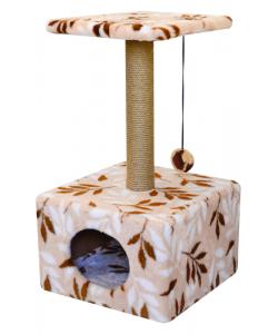 Комплекс "Куб большой с полкой" из меха, с рисунком "FANTASY" бежевый, 40х40х72 см