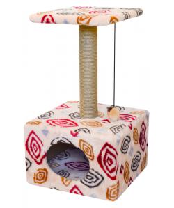 Комплекс "Куб большой с полкой" из меха, с рисунком "FANTASY" красный, 40х40х72 см 