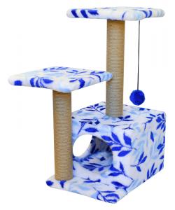 Комплекс "Куб 2 полки 2 входа" из меха, с рисунком "FANTASY" голубой, 45х55х76 см