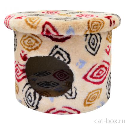 Комплекс "Пуфик" из меха, с рисунком "FANTASY" красный, 52х52х37 см -0