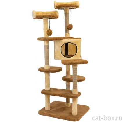 Комплекс-когтеточка "ДИАНА" 5ти уровневый, 54*66*142см (мех, джут) бежевый-0