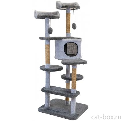 Комплекс-когтеточка "ДИАНА" 5ти уровневый, 54*66*142см (мех, джут) серый -0
