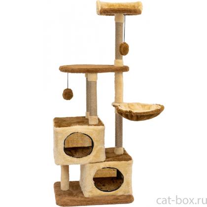 Комплекс-когтеточка "ЭЛЬЗА"  3-х уровневый, 2 домика, 80*42*139см (мех, джут) бежевый-0