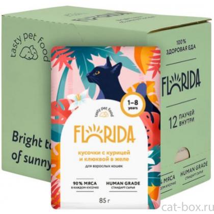Упаковка 12 шт. Паучи для взрослых кошек: кусочки с курицей и клюквой в желе-0