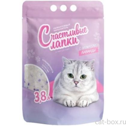 Силикагелевый наполнитель "Счастливые лапки" с ароматом лаванды 3,8л-0