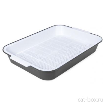 Туалет для кошек с сеткой "Эстет" темно-серый, 38*28*6,2см-0