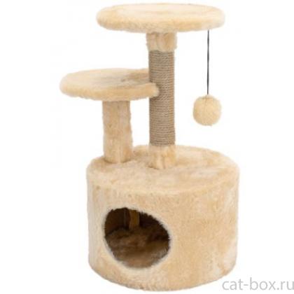 Домик-когтеточка "Куши" круглый с 2-мя полками (столбик джут) 48*40*h65см бежевый-0