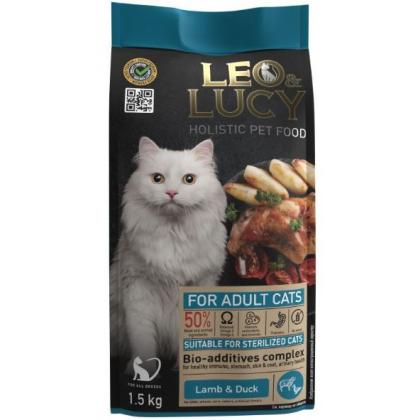 Сухой холистик корм для кошек с ягненком, уткой и биодобавками, подходит для стерилизованных-1