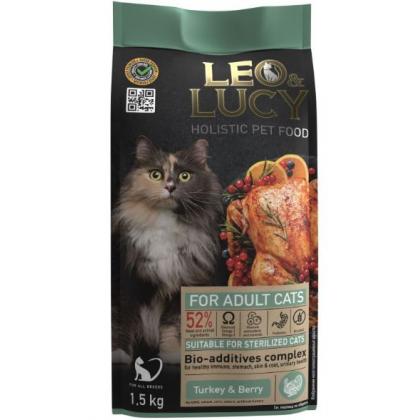 Сухой холистик корм для кошек с индейкой, ягодами и биодобавками, подходит для стерилизованных и пожилых-1