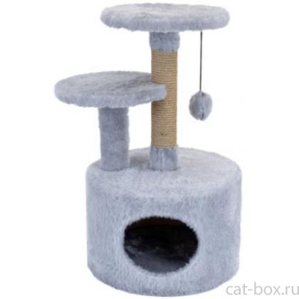 Домик-когтеточка "Куши" круглый с 2-мя полками (столбик джут) 48*40*h65см серый-0