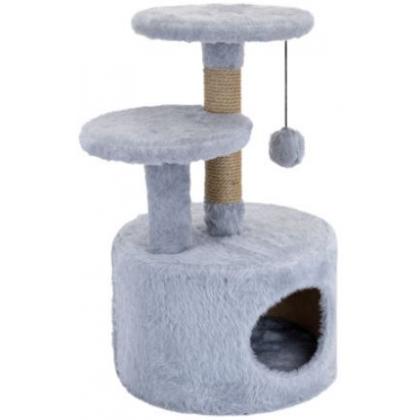 Домик-когтеточка "Куши" круглый с 2-мя полками (столбик джут) 48*40*h65см серый-1