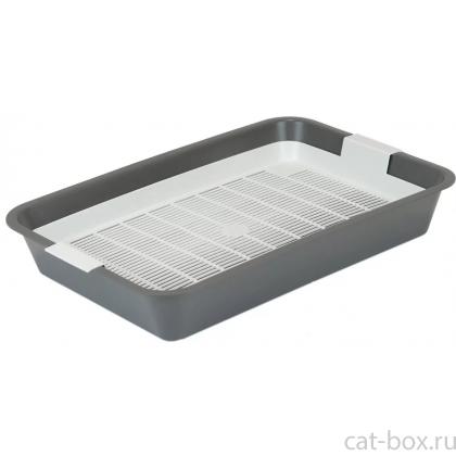 Туалет для кошек с сеткой 40*26*6,5см, серый-0