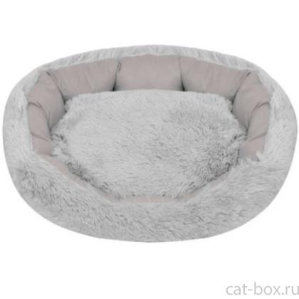 Лежак овальный мягкий "Азеллус" с подушкой 55*45*16см, серый-0