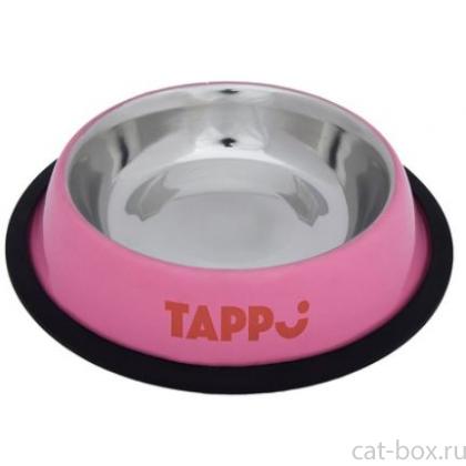 Металлическая миска с резинкой, розовая, 235 мл-0