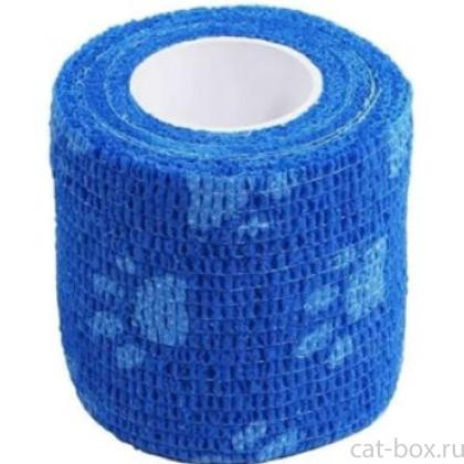Бинт самофиксирующийся VETЗАБОТА 5см х 4,5м, синий с лапками-0