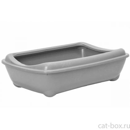 Туалет для кошек с рамкой, глубокий, светло-серый 43*30*12см 99ред99-0