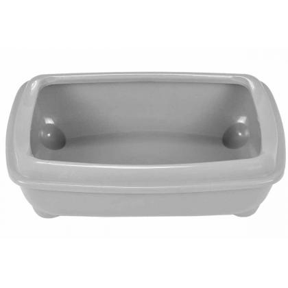 Туалет для кошек с рамкой, глубокий, светло-серый 43*30*12см 99ред99-2