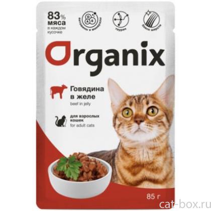 Паучи для взрослых кошек: говядина в желе-0