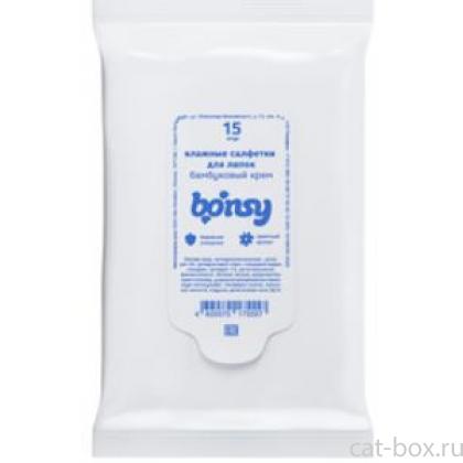 Влажные салфетки для ухода за лапами, с ароматом бамбуковый крем, 15 шт.-0