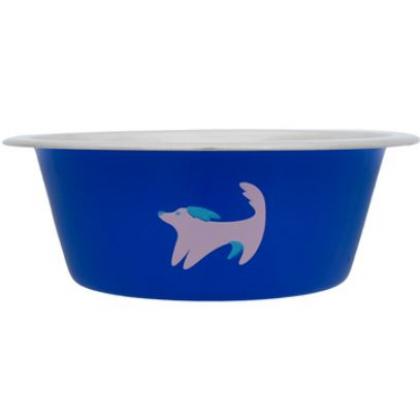 Металлическая миска с рисунком,синяя, 400 мл-1