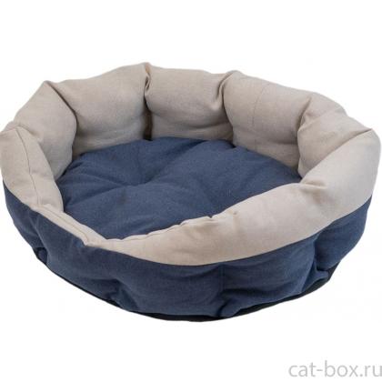 Лежак овальный пухлый, с подушкой, бежевый, 60*48*20см-0