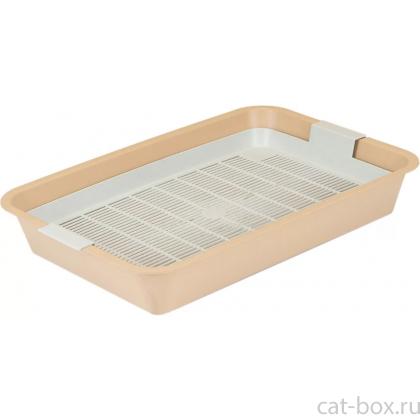Туалет для кошек с сеткой 40*26*6,5см, бежевый-0