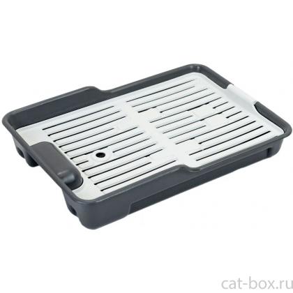 Туалет для кошек с крупной сеткой, 38*26*7см, серый-0