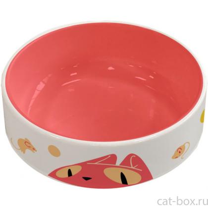 Керамическая миска 350мл, 12,5*4*7см, розовая-0