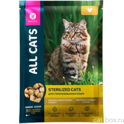 Пауч  для стерилизованных кошек с тефтельками и курицей в соусе-0