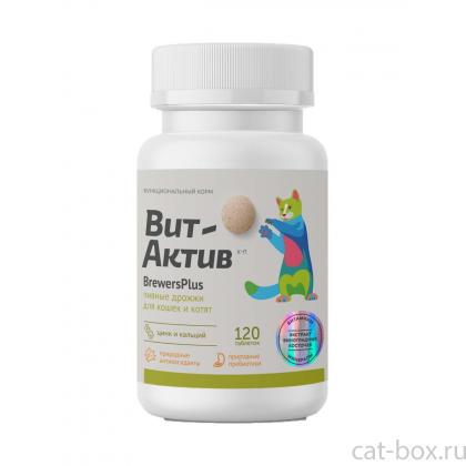 Вит-Актив BrewersPlus Пивные дрожжи для кошек и котят, 120 таб-0