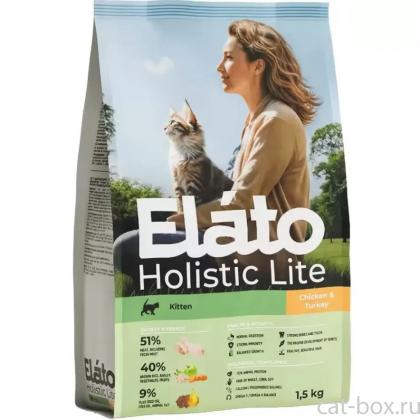 Сухой корм Elato Holistic Lite для котят, беременных и кормящих кошек с курицей и индейкой, 1,5кг-0