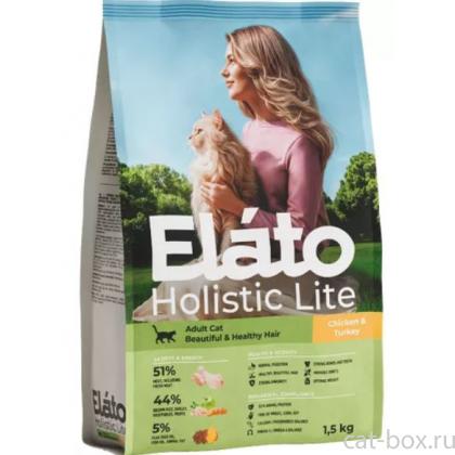 Сухой корм Elato Holistic Lite для кошек с курицей и индейкой, 1,5кг-0