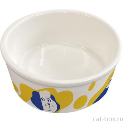 Керамическая миска 450 мл, 6*14см, желтая-0